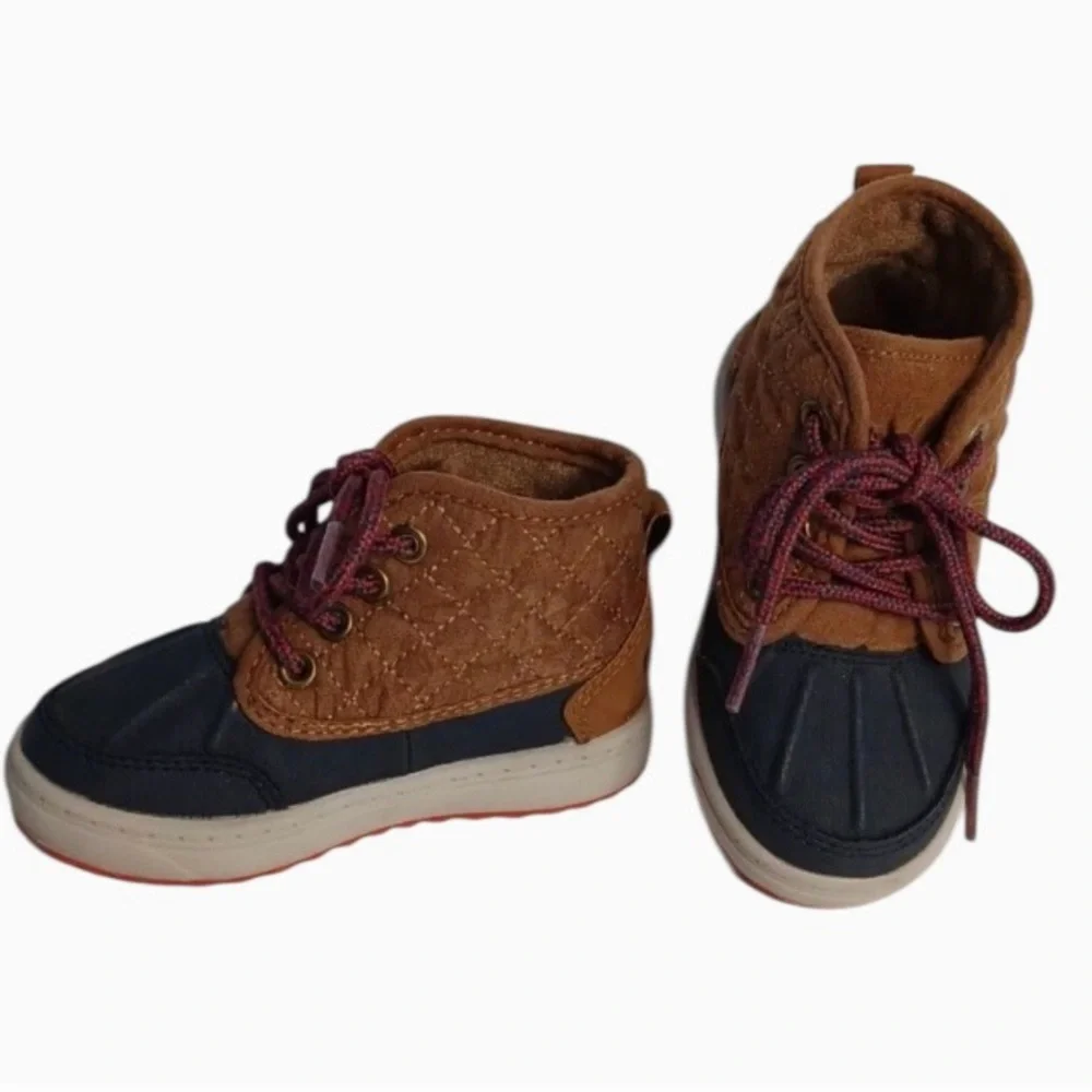 Oshkosh B’Gosh Tarin Brown & Blue Kids High Top Duck Boots Lace Up Shoes Sz 5